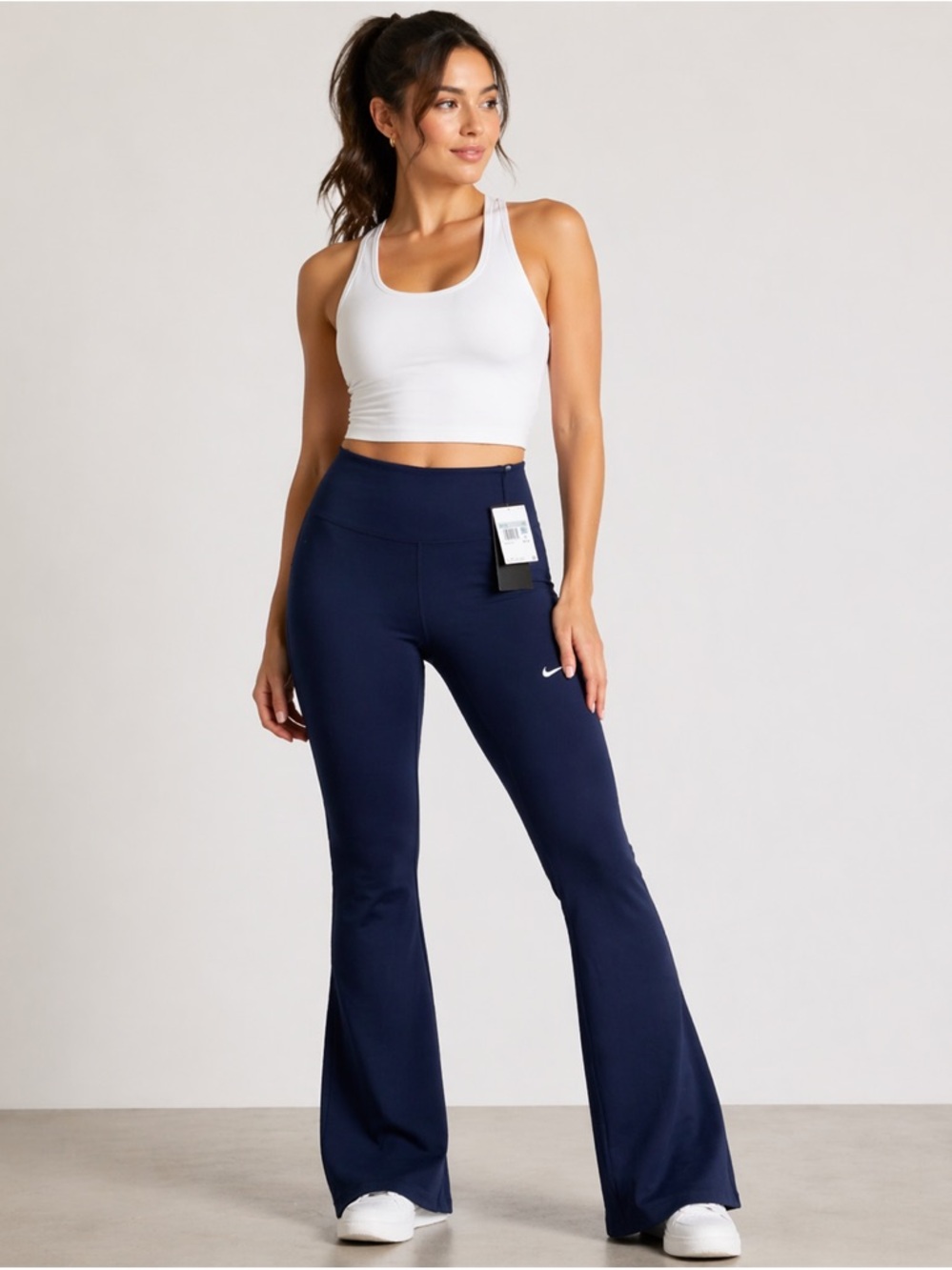 Nike Navy Flare Leggings with Small Swoosh